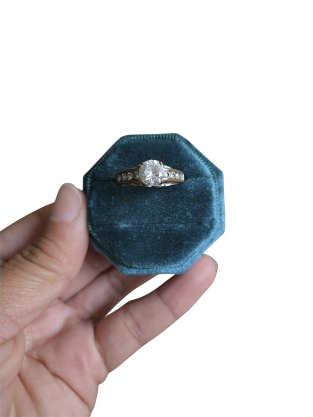 Size 9 Tarnished Copper Toned Engagement Ring